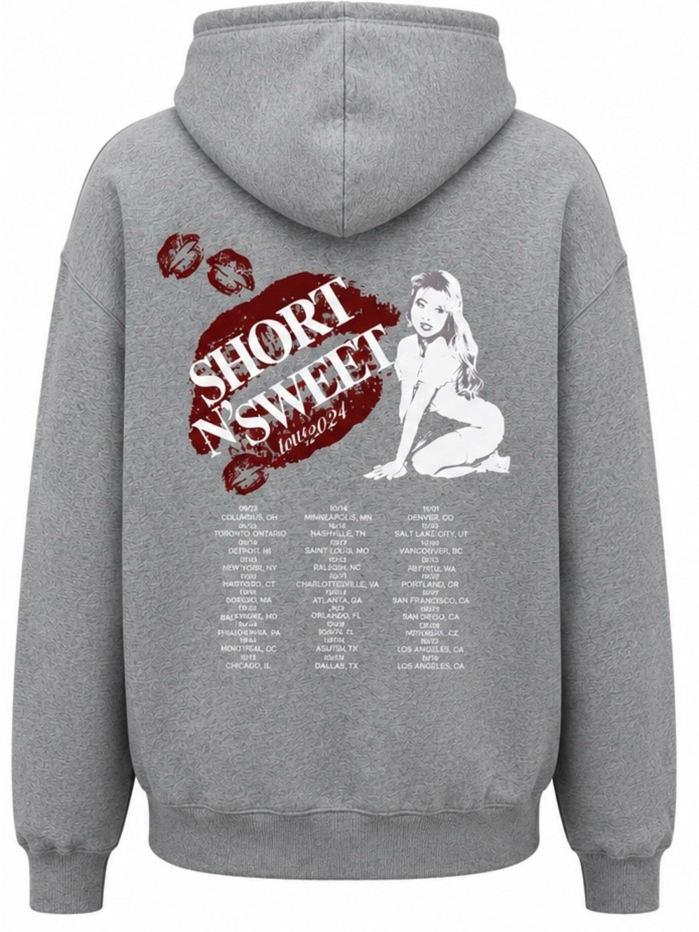 Sabrina Carpenter Short n’ Sweet Tour 2024 Zip Hoodie Gray 3XL